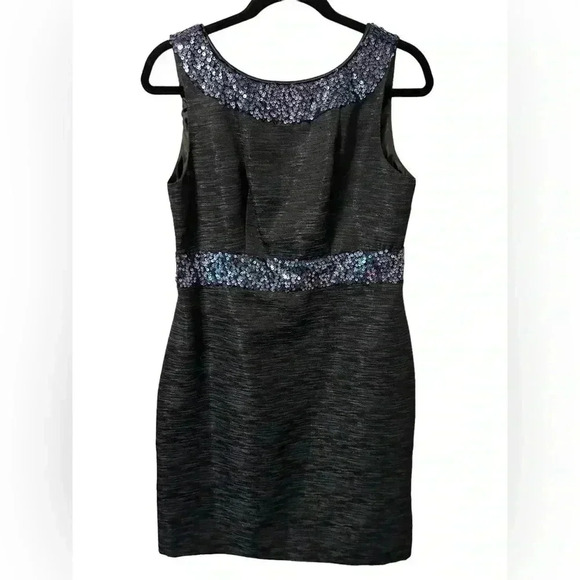 Evan Picone Midnight Blue/Black Sequined Sheath. Like new condition. Size 10. - Picture 1 of 9